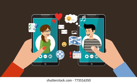 Online dating and social networking concept. Virtual love. Vector illustration