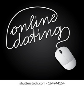 Online dating spelled by computer mouse. EPS 10 vector, grouped for easy editing. No open shapes or paths.