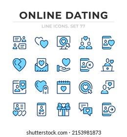 Online dating vector line icons set. Thin line design. Outline graphic elements, simple stroke symbols. Online dating icons