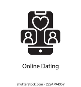 Online Dating Vector Solid Icon Design illustration. Love Symbol on White background EPS 10 File