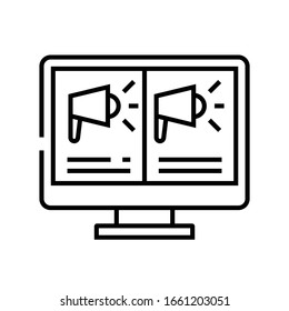 Online declaration line icon, concept sign, outline vector illustration, linear symbol.