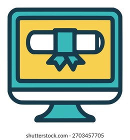 on-line grau educação ciência conhecimento cor plana vetor ilustração modelo design