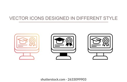 Online Degree icon design with white background stock illustration