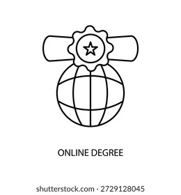 online degree icons set. Set of editable stroke icons.Set of online degree