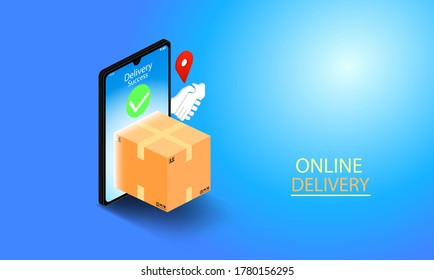 Online delivery application mobile phone concept. Fast respond and ready to deliver package shipping. vector illustration.