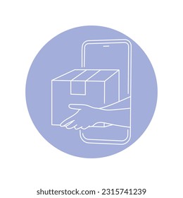 Online delivery box black line icon. Pictogram for web page, mobile app, promo.