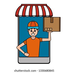 online delivery cartoon
