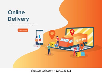 Online delivery concept, can use for, landing page, template, ui, web, mobile app, poster, banner, flyer.