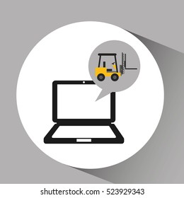 online delivery concept forklift truck cargo vector illustration eps 10