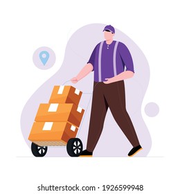 Online Delivery Concept Illustration Delivery Man Stock Vector (Royalty ...