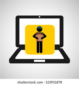 online delivery concept delivery man box vector illustration eps 10