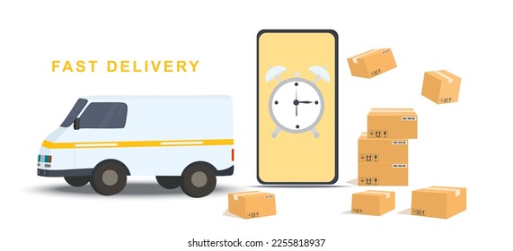 Online delivery concept, online order tracking, logistics and delivery on the phone. Vector illustration