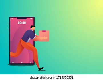 concepto de entrega en línea ejecutado con ilustración vectorial de caja