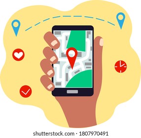Online delivery concept. Delivery service app on smartphone.