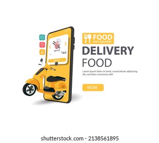 Online Delivery Food By Scooter Website On A Mobile Food Order Concept Web Banner