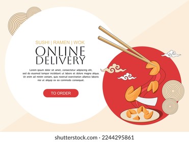 Online delivery fortune cookies banner with text