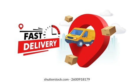 Online Delivery global logistics on mobile, delivery within the city. Vector illustration