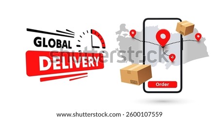 Online Delivery global logistics on mobile, delivery within the Turkey. Vector illustration