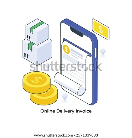 Online Delivery Invoice isometric Colored illustration. EPS File stock illustration