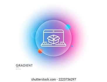 Online delivery line icon. Gradient blur button with glassmorphism. Parcel tracking sign. Logistics website symbol. Transparent glass design. Online delivery line icon. Vector