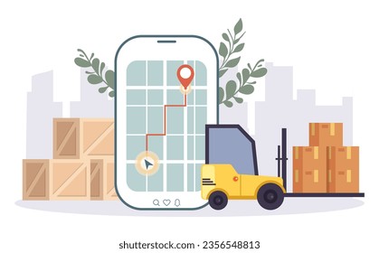 Online delivery logistic service app web ecommerce concept. Vector flat graphic design illustration
