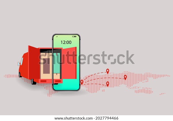 Online delivery on mobile. service concept,\
online order tracking, Vector\
illustration
