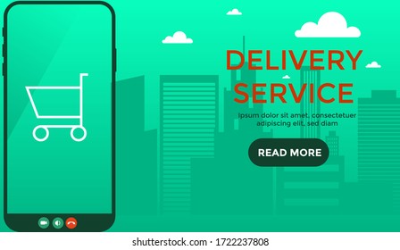 Online delivery service banner. vector cartoon can use in web page.