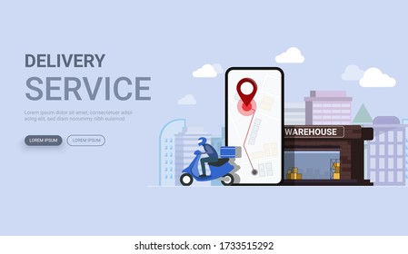 Online delivery service by scooter on mobile