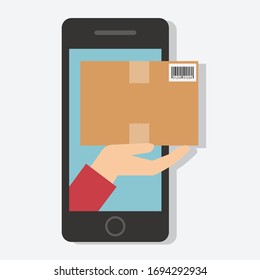 Online delivery service concept. Delivery home and office. Vector illustration. 