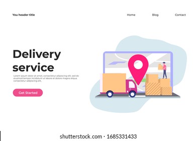 Online Delivery Service concept illustration concept for web landing page template, banner, and presentation