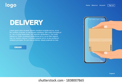 Online delivery service concept landing page. This design can be used for websites, landing pages.Internet shipping web banner.Vector illustration.