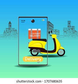 Online delivery service concept, Logistics and Delivery, on mobile Vector.