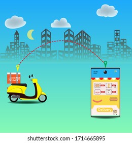 Online delivery service concept, Logistics and Delivery, on mobile Vector.