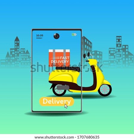 Online delivery service concept, Logistics and Delivery, on mobile Vector.