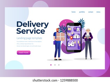 Online delivery service concept, online order tracking, young women, the package arrived, can use for, landing page, template, ui, web, mobile app, poster, banner, flyer. Character design