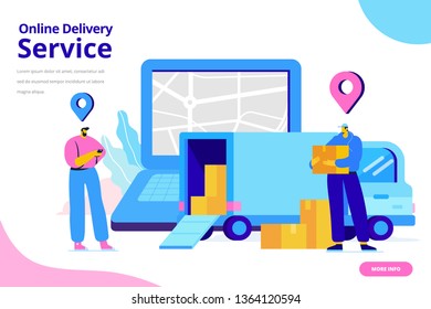 Online delivery service concept. Online order tracking. Flat  illustration concept for digital marketing and business promotion.