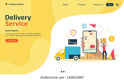 Online delivery service concept, order tracking, Suitable for web landing page, ui, mobile app, banner template. Vector Illustration