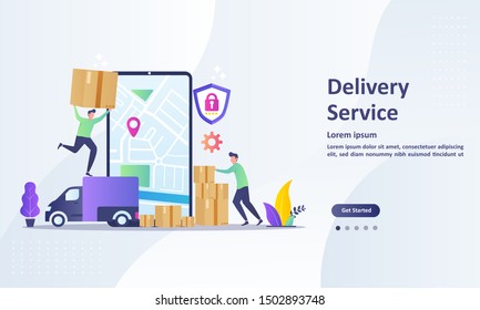 Online delivery service concept, order tracking, Suitable for web landing page, ui, mobile app, banner template. Vector Illustration