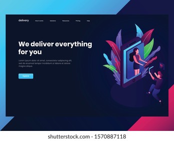 Online delivery service concept, online order tracking, can use for, landing page, template, ui, web, mobile app, poster, banner, flyer