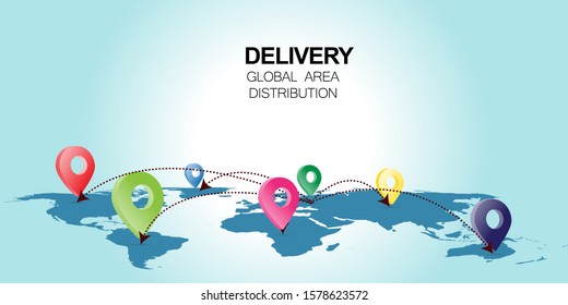Online delivery service concept, online order tracking, Delivery home and office. global area distribution. vector illustration