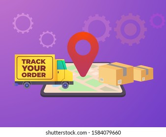Online delivery service concept, online order tracking, concept for web landing page template, banner, flyer and presentation. Vector illustration
