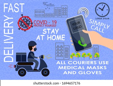 Online delivery service concept, online order tracking, delivery home and office.