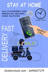 Online delivery service concept, online order tracking, delivery home and office.