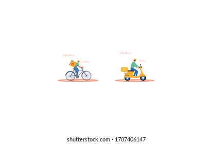 Online delivery service concept, online order tracking, delivery home and office. Express Delivery and Courier, Cartoon Flat Vector Illustration.