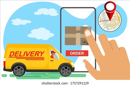 Online delivery service concept, order tracking, Suitable for web landing page, ui, mobile app, banner template. Vector Illustration