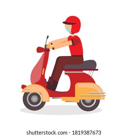 Online delivery service concept, online order tracking, delivery home and office. Vector illustration. Red colour