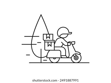 Online delivery service concept, online order tracking, delivery home and office. Scooter and bicycle courier, delivery man. Vector illustration
