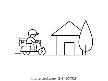 Online delivery service concept, online order tracking, delivery home and office. Scooter and bicycle courier, delivery man. Vector illustration