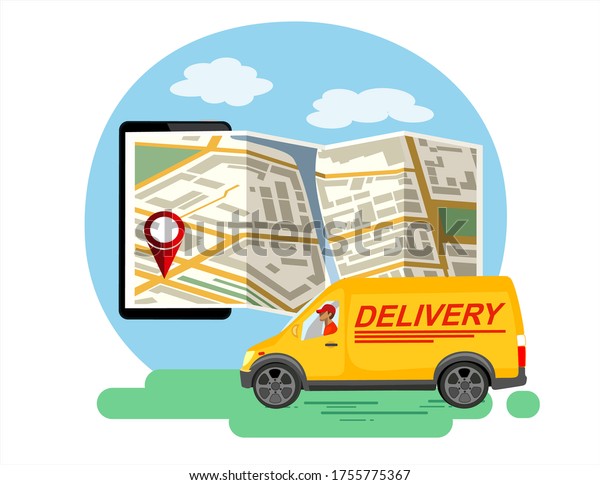 Online delivery service concept, order\
tracking, Suitable for web landing page, ui, mobile app, banner\
template. Vector\
Illustration