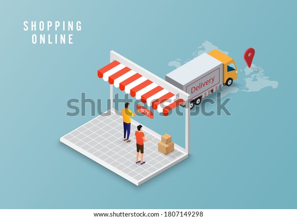Online\
delivery service concept, online order tracking, Logistics delivery\
home and office on computer. Vector\
illustration
